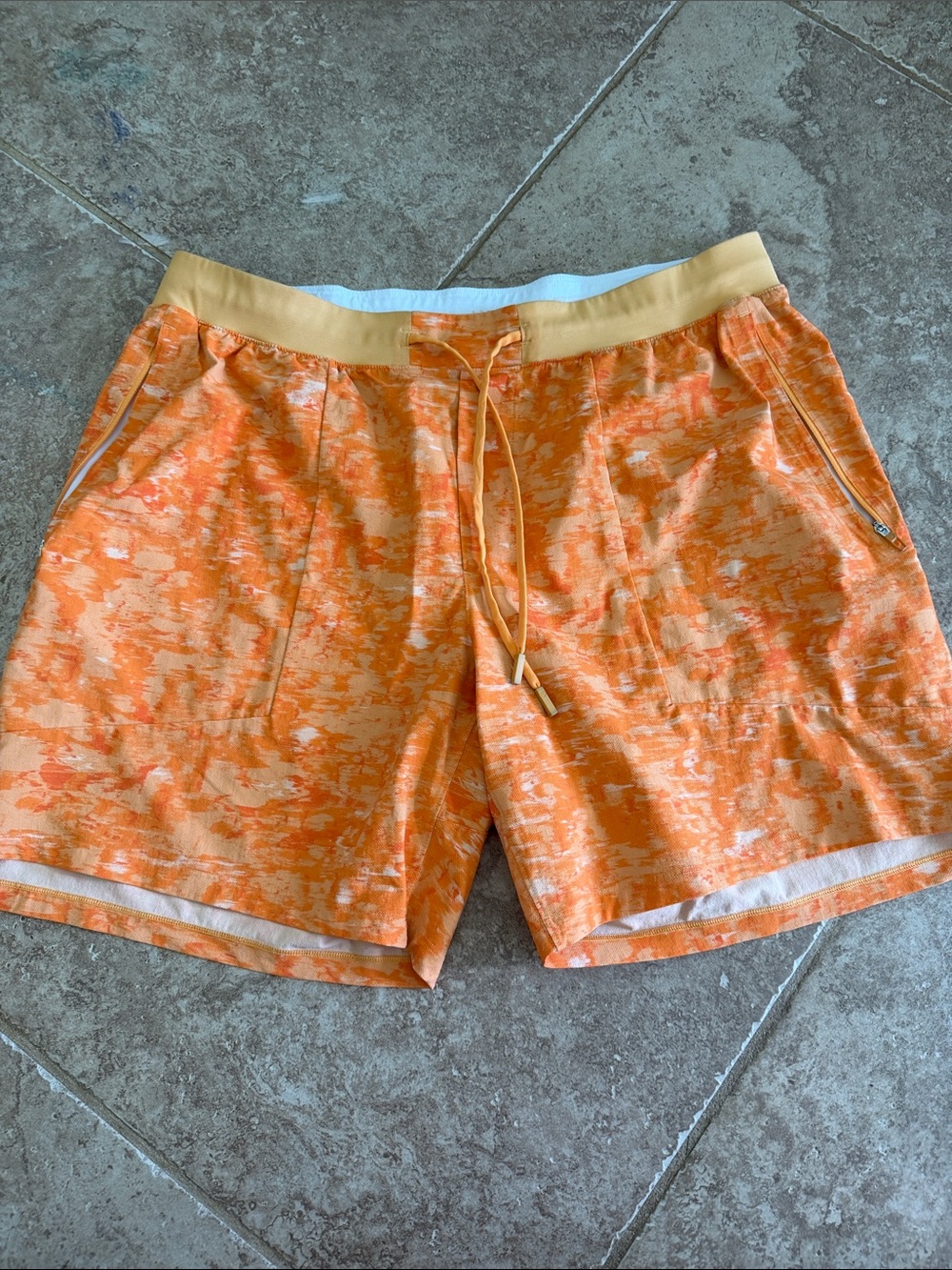 lululemon athletica Orange Marbled Swim Trunks